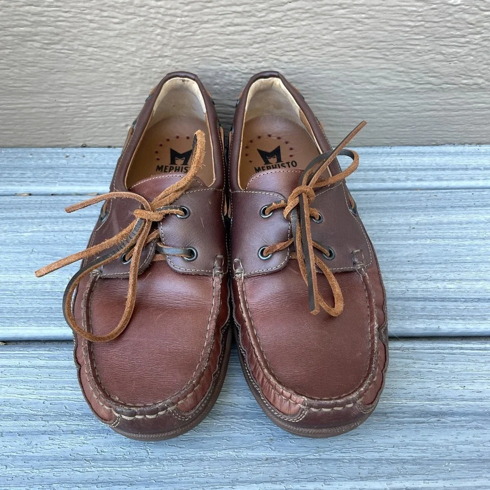 Mephisto Spinnaker Air Relax‎ Boat Shoes Men Brown Leather Size 7.5 Deck Loafer